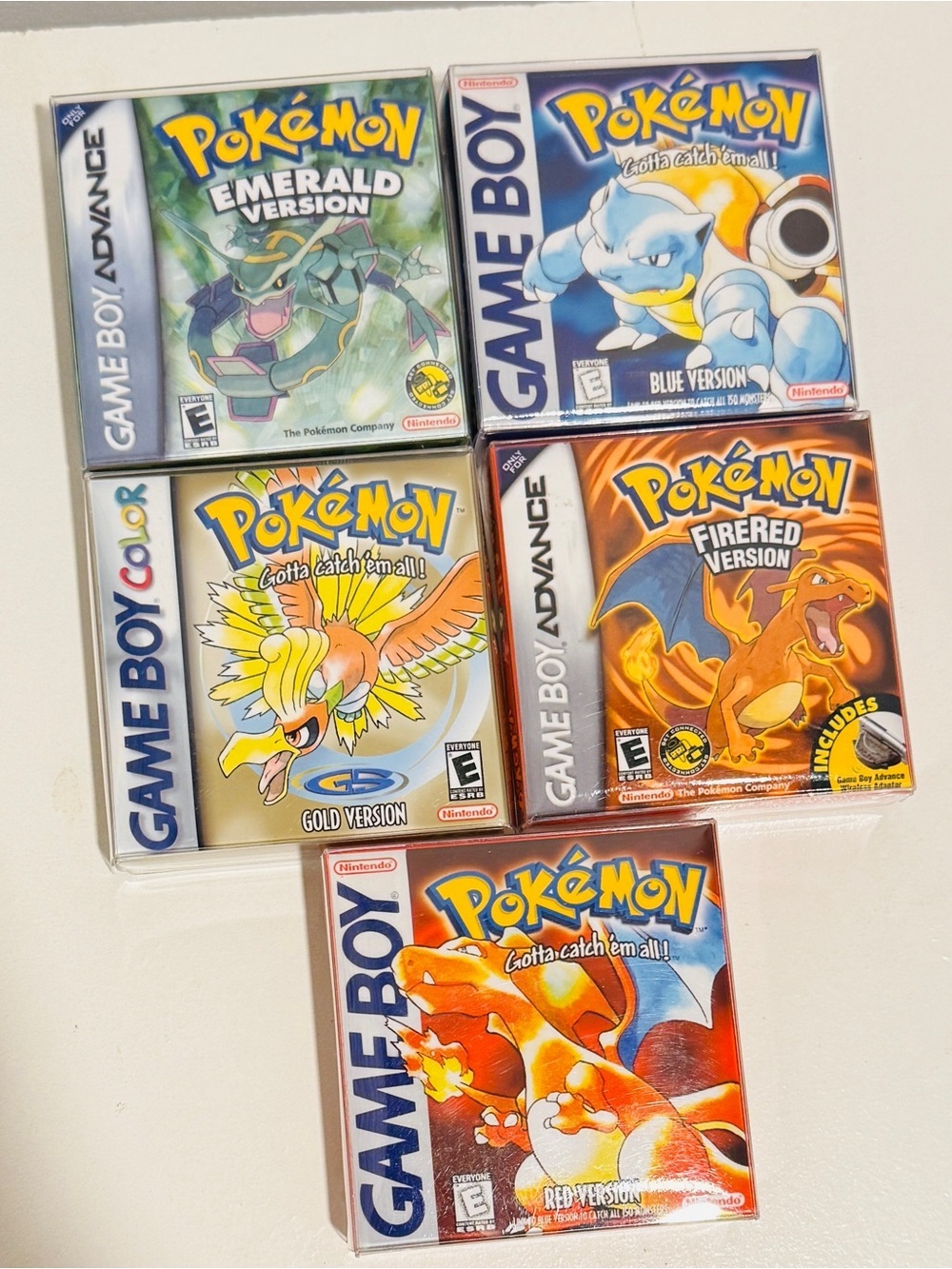 5x Pokemon Custom Mini Display Cases Lot - Emerald Blue Gold FireRed Red (EMPTY)